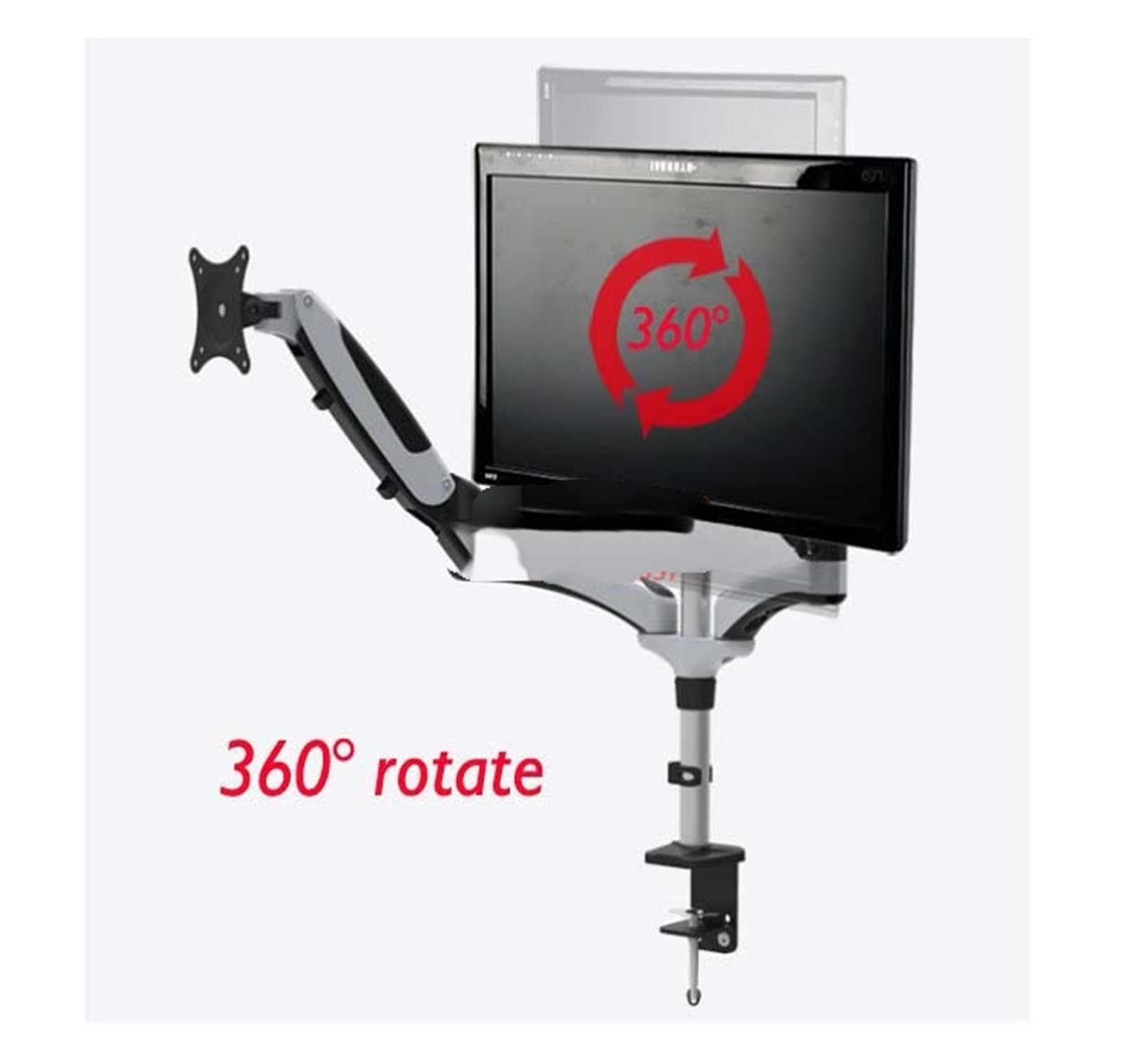 Soporte De Mesa para TV LCD De 10"-27" con Resorte Neumático De Movimiento Completo De 0-8 Kg, Brazo Extensible Doble, Abrazadera Y Base De Abrazadera De 400 Mm.,Grommet Base