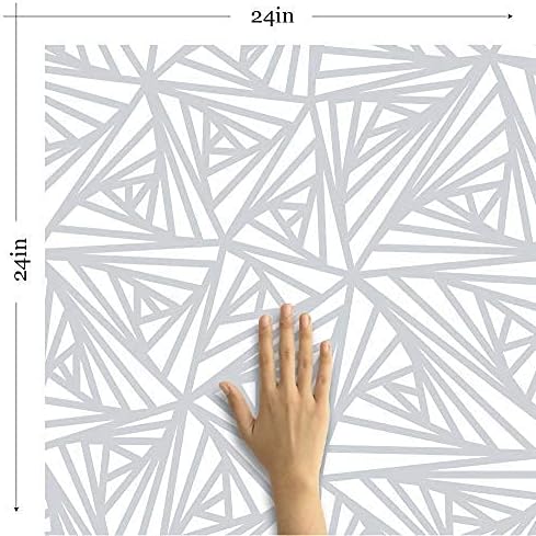 Walls By Me Peel and Stick Silver Geometric Basic Removable Wallpaper 8838-2ft x 4ft (61x122cm)