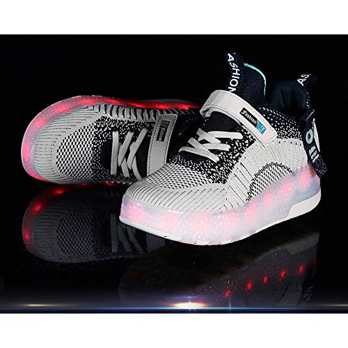 Kids Breathable Mesh Led Light Up Shoes USB Charging Double Wheels Roller Skate Shoes for Boys Girls3