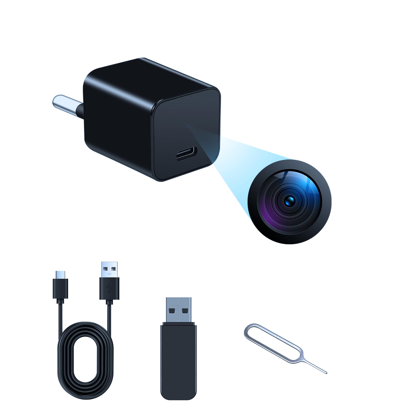 Mini caméra HD 1080P, caméra de sécurité domestique portable plug‑and‑play | détection de mouvement, idéale pour la surveillance 24h des enfants, animaux de compagnie, bureau et entrepôt, sans Wi-Fi.