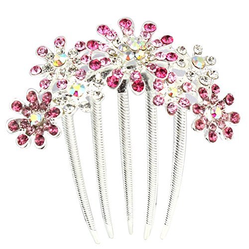 JOVANA Multiple Flowers Pattern Rhinestone Tuck Comb Hair Pin Hair Clip