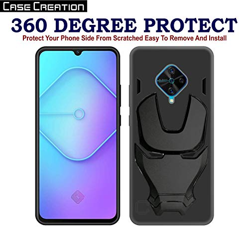 Image of COVERLY Official 3D Touch Feel Trending Avengers Logo Mask Soft Rugged Grip Silicone Iron Man Super Power Cartoon Movie Engraved Silicone Matte Back Cover for Vivo S1 Pro / S1Pro -HD Avenger Black