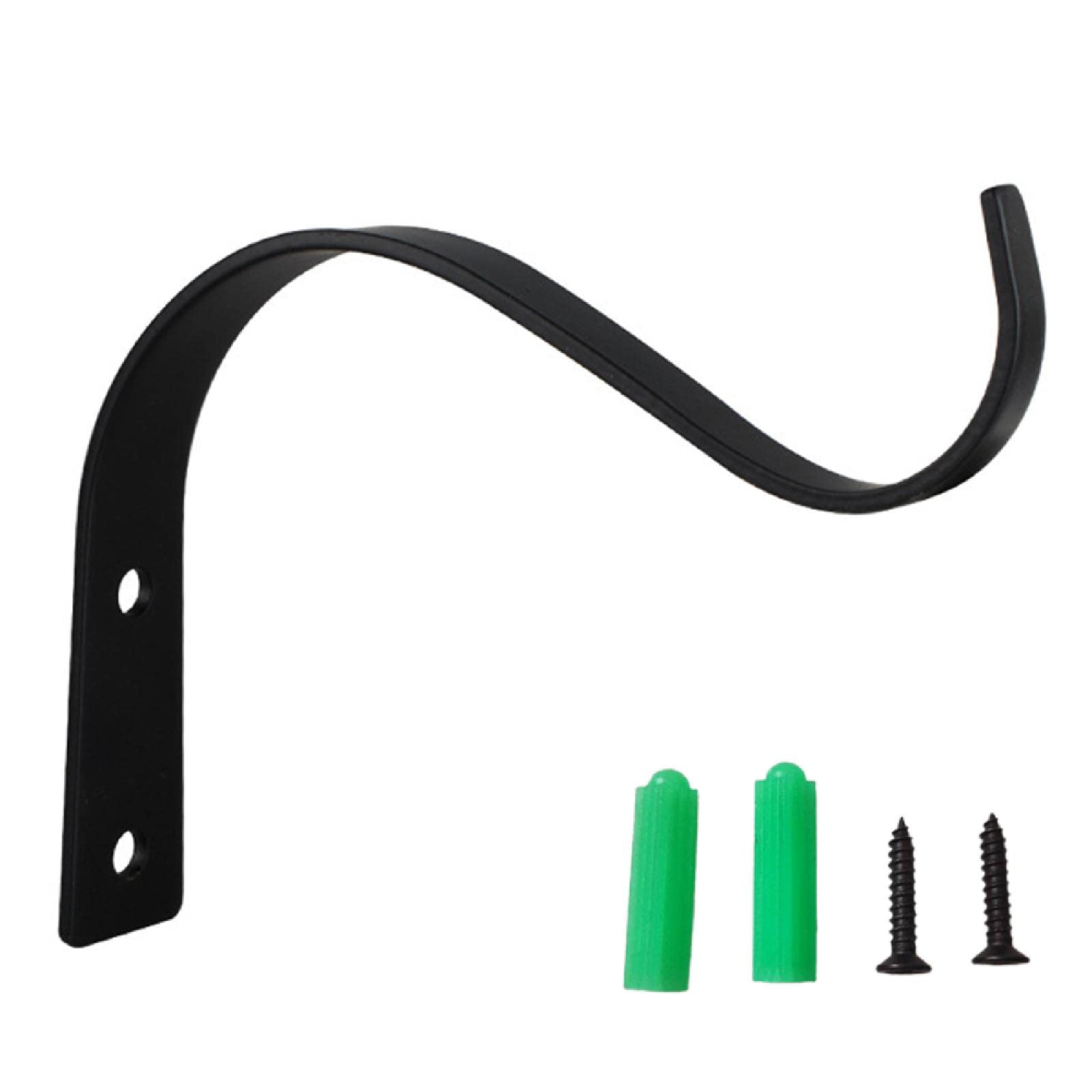 Ganci da parete in ferro da appendere, in metallo resistente, in ferro battuto, ganci da appendere alla parete per esterni, per appendere lanterne, mangiatoie per uccelli, 2 pezzi, colore nero