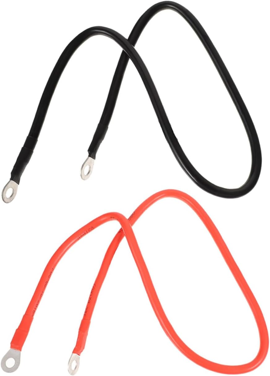 6AWG Battery Cable Set for Automotive Marine RV and Motorcycle Black and Red Pair Copper Wire Heavy-Duty Battery Connectors