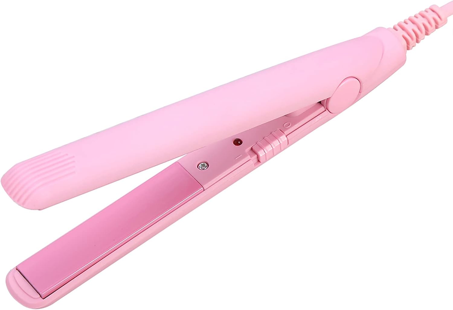 Mini-stijltang, keramiek, toermalijnplaat, beauty-stijltang, krultang, 2-in-1 (roze)