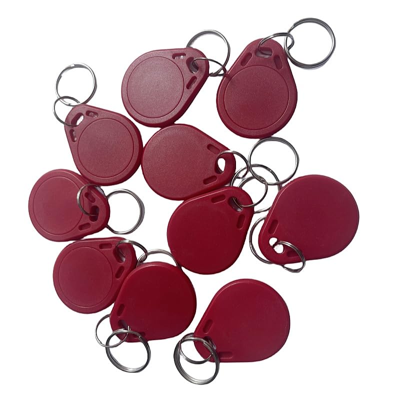 10pcs MF Classic 1K RFID Fob 13.56mhz ISO14443A Key for Hotel Door Entry Access Control... (red)