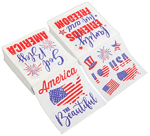 Iconikal 75 Count 4th of July Patriotic American Flag Disposable Dinner Napkins 2-Ply