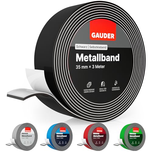 GAUDER Metallband selbstklebend schwarz I Magnethaftband ideal für Tonies®-Figuren & -Regale I Magnetband für Magnete | Ferroband I Eisenband (3 m)