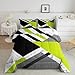Lime Green And Grey Comforter Set Green Black White Geometric Bedding Set Queen Patchwork Geometry Triangle Stripe Down Comforter For Kids Adults Abstract Marble Quilt DuvetÂ Insert 2 Pillow Cases