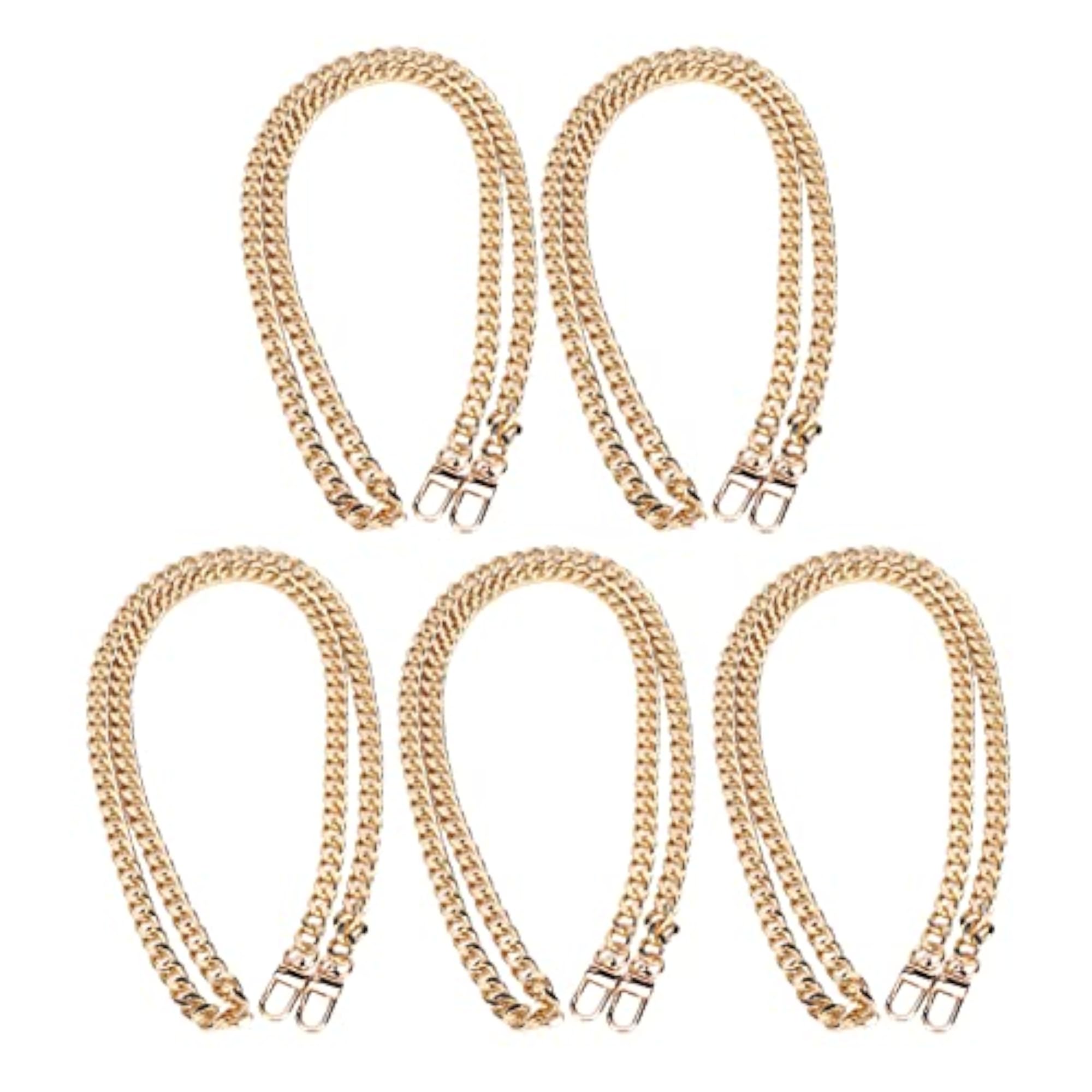5pc Gold Metal Curb Chain Anklet Set, Rustproof