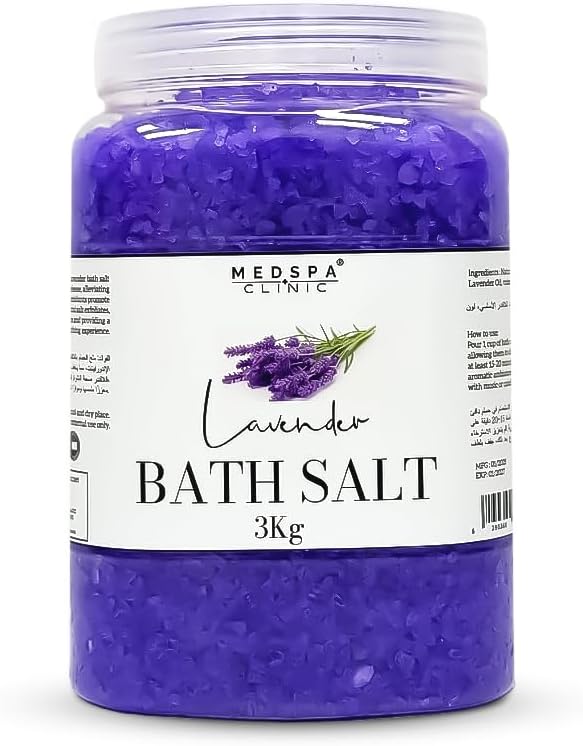 MEDSPA Lavender Bath Salt for Body & Foot Spa, Calming, Relaxing, Aromatherapy, Pure and Natural, Sea Salt, Infused with Rose Petals and Lavender Essential Oil 3kg 105oz