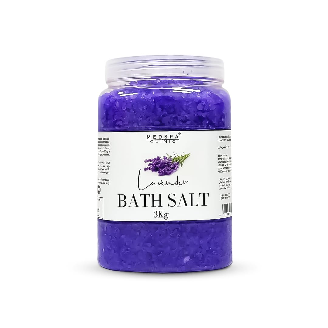 MEDSPA Lavender Bath Salt for Body & Foot Spa, Calming, Relaxing, Aromatherapy, Pure and Natural, Sea Salt, Infused with Rose Petals and Lavender Essential Oil 3kg 105oz