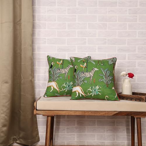 Image of Cotton Decorative Cushion Pillow Covers 16x16 inch Pack of 5 Forest Theme Throw Pillow Covers 16 /16 Set of 5 for Bedroom Decor