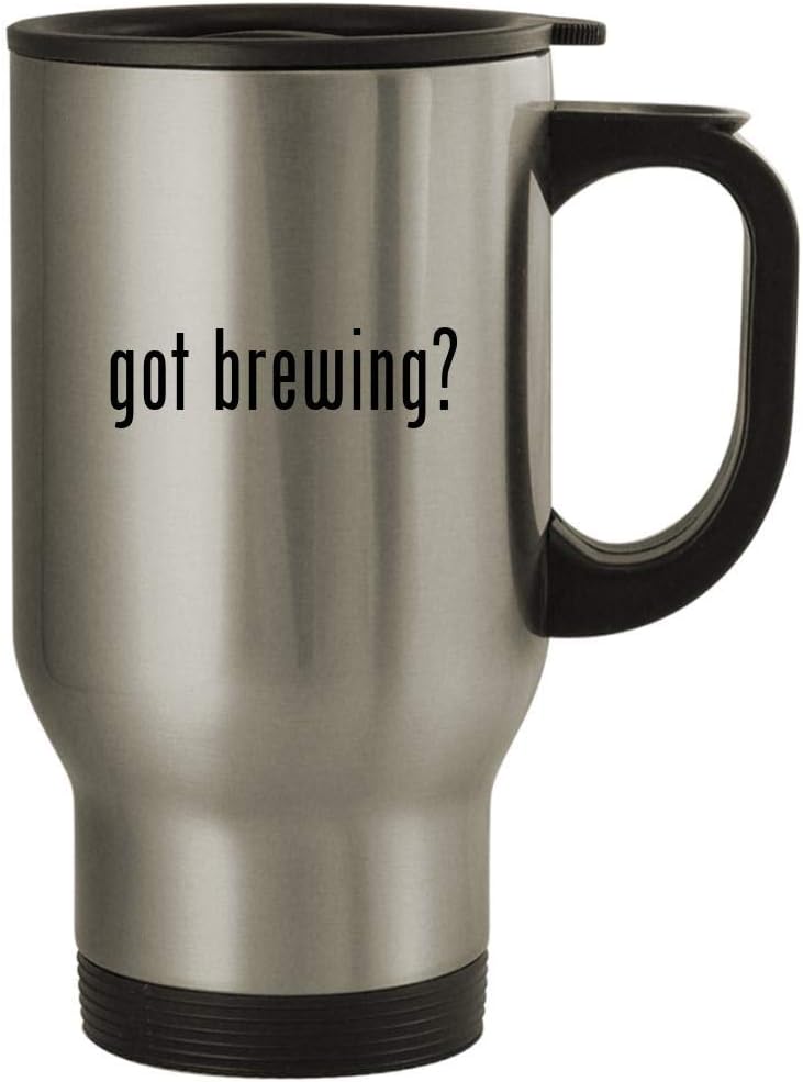 got brewing? – 14oz Stainless Steel Travel Mug, Silver