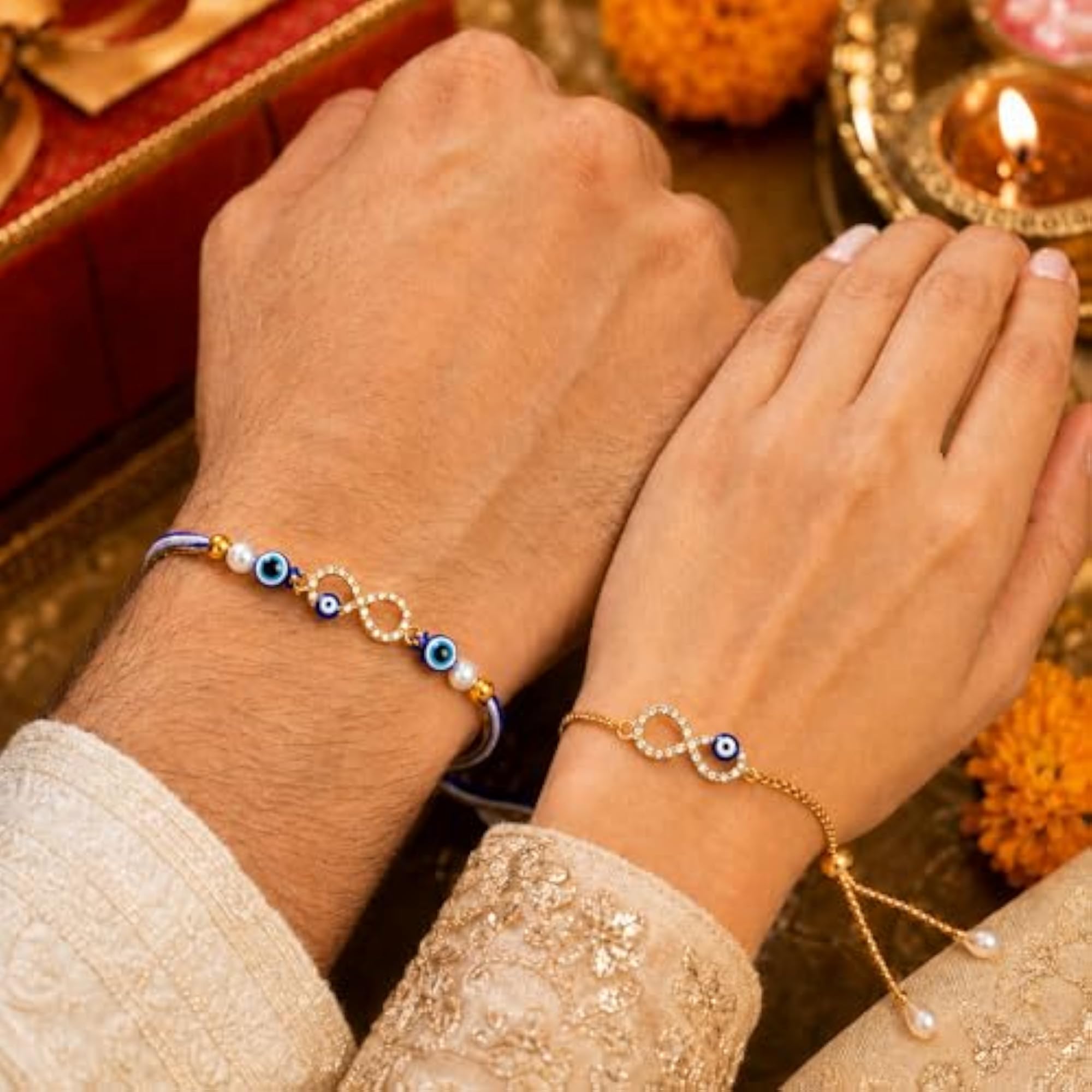 Infinity Evil Eye Couple Rakhi Set for Bhaiya Bhabhi