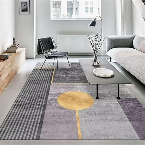 Tapis de chambre grand tapis bureau XXL gris 50x80cm à rayures géométriques - 2