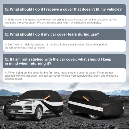 Image of 10 Layers SUV Car Cover Custom Fit for Porsche Macan (2014-2026), Waterproof All Weather for Automobiles, Outdoor Full Cover Sun Rain Dust UV Protection with Cotton. Black
