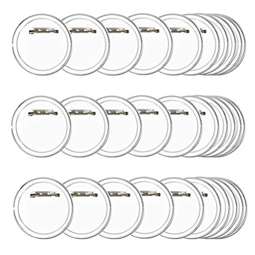 TIMESETL 30er Buttons Selber Machen ohne Buttonmaschine Transparente DIY Ansteckbuttons Set Ø 60mm x 40mm Buttons mit Anstecknadel für Foto Bild Kleidung
