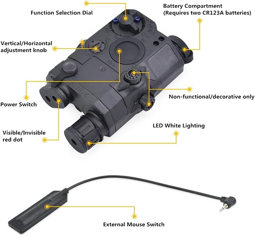 haoguizheng PEQ-15 Style Battery Case Box Sight + LED Flashlight BK/DE for AEG GBB CQB