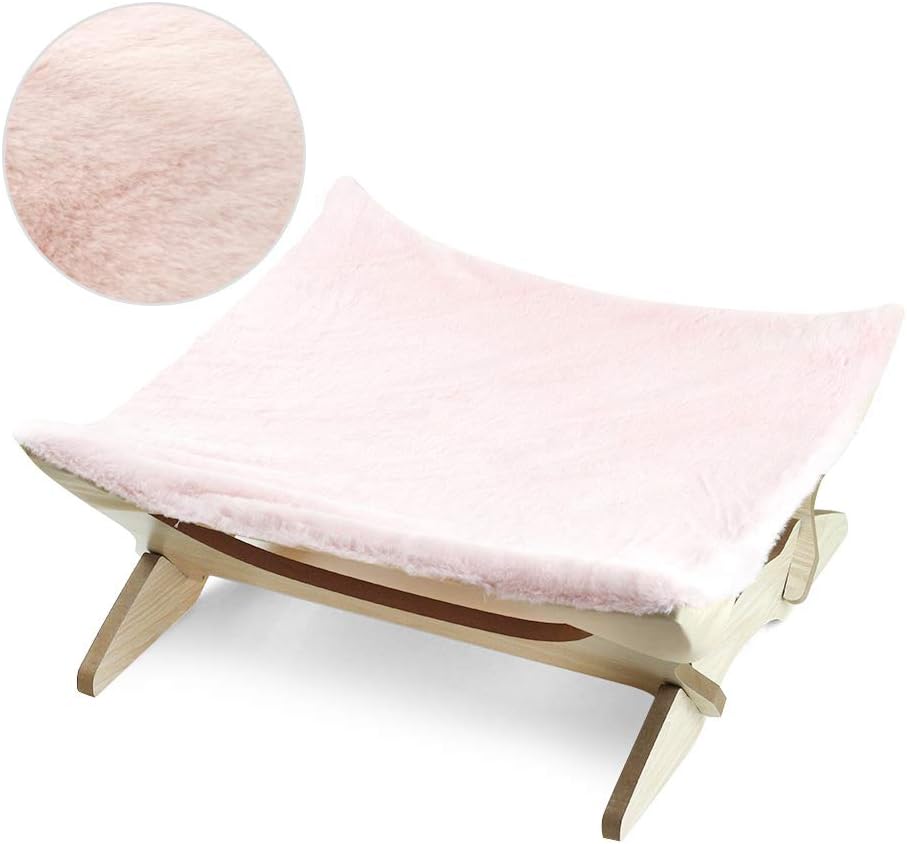 review Yajuyi Cat Hammock Cat Lounge Beds for Indoor Pet Wooden Holder, Pink, 42 x 37 x 17cm