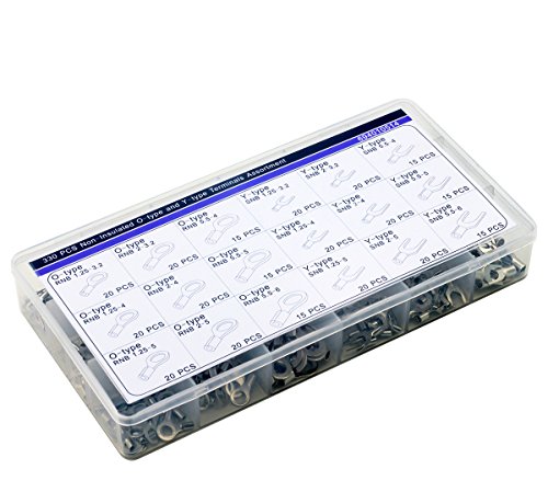 330Pcs Assorted Non-Insulated Ring Fork O-Type U-Type Terminals Assortment Kit Electrical Crimp Spade Set Lug Cable Wire Connector #TOP1