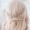 XFSRG 4 Pièces Accessoires Cheveux Mariage Perle Bijoux Accessoires de Cheveux en Cristal Peigne Mariage Ornés de Feuilles Mariée Broche Pince Chignon pour Femme Fille Soirée (Or) #4