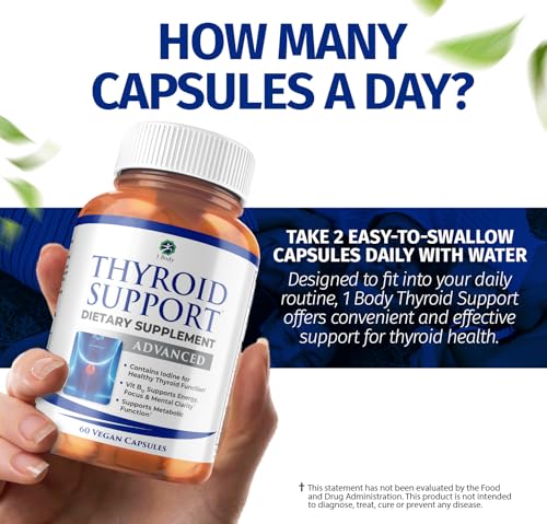 Image of 1 Body Thyroid Support Supplement, 90-Day Supply, 3 Pack with B12, Iodine, Zinc, Selenium, Ashwagandha, Non-GMO Vegetarian Formula