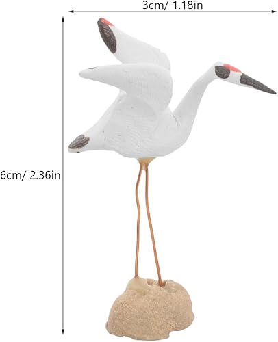 Miniatura 7 de UKCOCO Estatua de grúa en miniatura, estatua de pájaro de cerámica, escultura de jardín de hadas, para macetas, bonsái, micro decoración de paisaje,