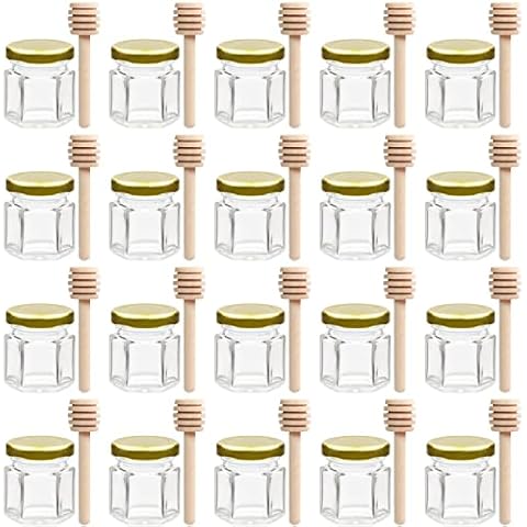 Set Bote Dispensador Miel Hexagonal con Tapa y Cuchara de Madera Cover
