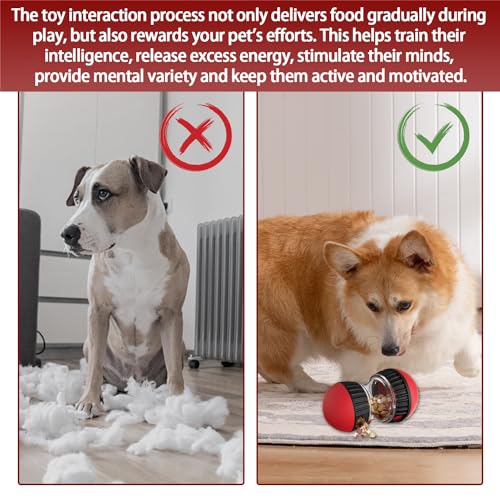 HBSFBH Rollender Leckerli Spender, Leckerli Dosierung Verstellbare Hundespielzeug, Rolling Feeder Hundespielzeug, Slow Feeder für Hunde Spielzeug, Unterhaltsames Spielzeug für Hunde zur Futterausgabe