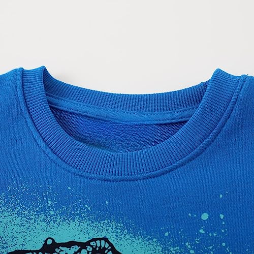 Image of HILEELANG Toddler Boy Sweatshirts Crewneck Long Sleeve Pullover Cotton Graphic Christmas Clothing