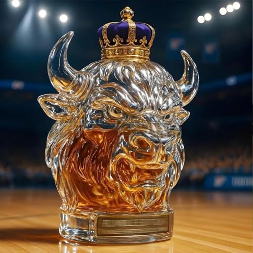 EDXTNKQC Decantador Whisky - Arte Escultura, Decantador De Whisky De Vidrio con Forma De Cabeza De Toro De 300 Ml, Adornos De Esculturas De Animales En Botellas, Dispensador De Vino Soplado A Mano