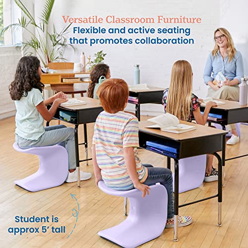 Image of ECR4Kids Wave Seat Perch Stool, 14in - 15.1in Seat Height, Flexible Seating, Light Purple, 2-Pack