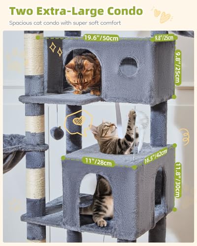 Torre para gato Taoqimiao de 76 pulgadas color gris humo miniatura 5