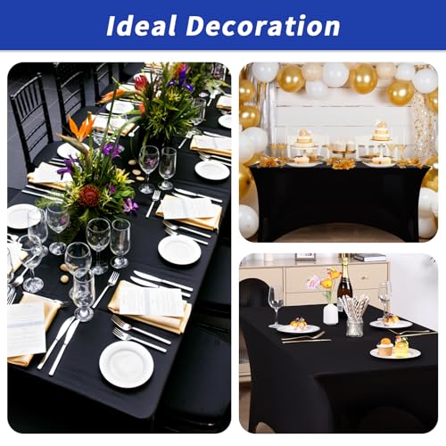 Fixwal 12 Pack Black Tablecloth Rectangle 6Ft, Stretch Spandex Fitted Table Cover for Party, Trade Show, Wedding, Buffet, Graduation, Vendor Stand by Fixwal - Used condition - Image 7
