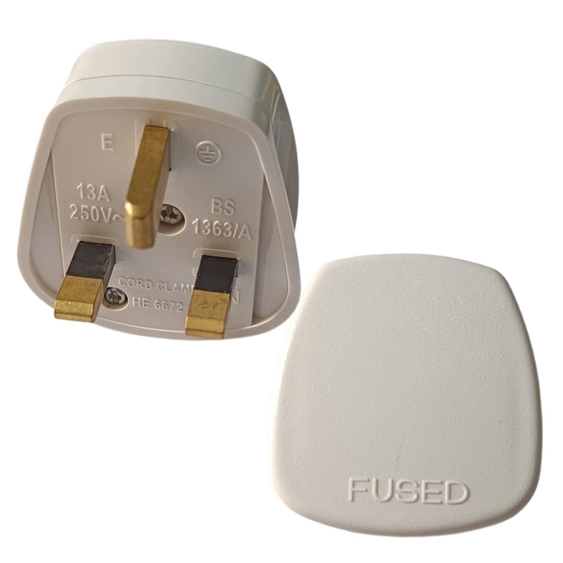 (1 Pcs.) 13A 250V 3 Pin AC Electrical Power Wiring Male Fused Plug Used in: UK, Ireland, Cyprus, Malaysia, Singapore, Hong, White (1 Nos. Only)