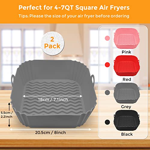 Image of Silicone Air Fryer Liners, 8'' Square 4 to 7 QT Reusable Heat Resistant Food Grade Airfryer Silicone Liners Inserts Baskets Bowl Accessories for COSORI Instant Vortex CHEFMAN Air Fryer Oven Microwave
