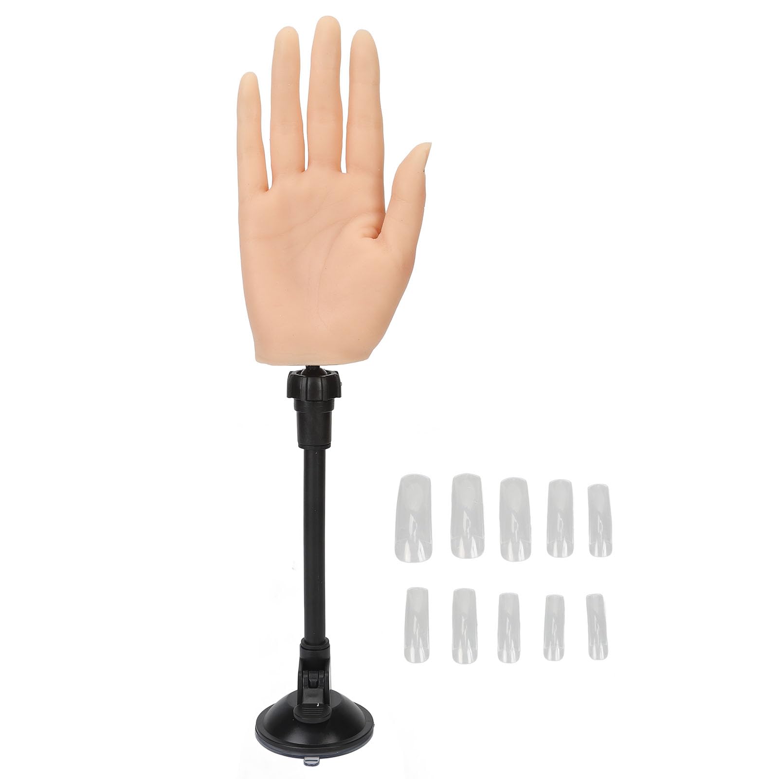 Práctica de entrenamiento de uñas de silicona, estructura ósea realista a mano, ranura para uñas integrada, cubierta para lecho de uñas más gruesa, piel viene con soporte (Derecha)