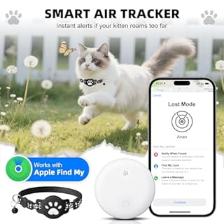 Tracker per gatti e altri animali domestici con supporto – Nessun abbonamento richiesto, compatibile con Apple AirTag e app "Find My", impermeabile (IP68), localizzatore di perdita per gatti e piccoli