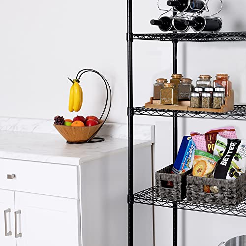 Seville Classics Premium Bamboo Fruit Bowl W/Steel Banana Tree Hook, Kitchen Counter Storage For Fruit, Vegetables, Mixed Nuts, 13" L X 11" W X 17.3" H #TOP7