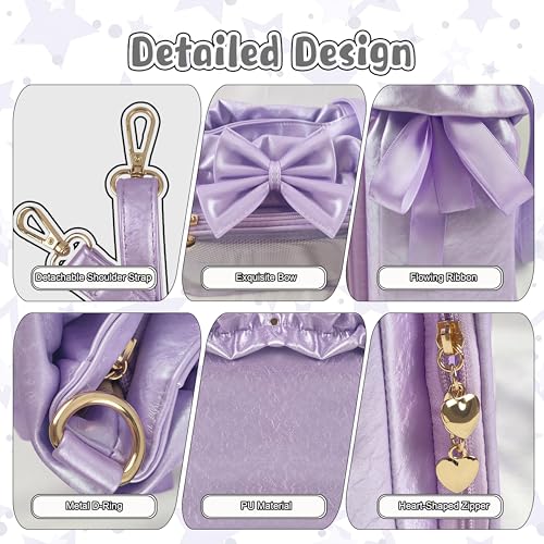 Bolso Tote Ita Kawaii con accesorios, PU, Morado miniatura 6