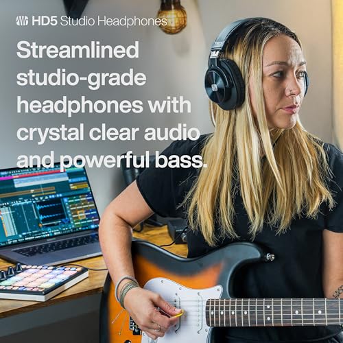 Image of PreSonus HD5 Professional Monitoring Headphones -Wired, Closed-Back, Over-Ear Studio Recording Headphones for Professional Mixing and Monitoring
