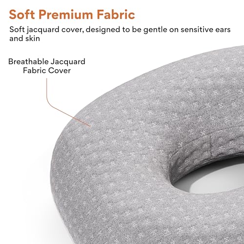 Image of FOVERA Ear Piercing Pillow for Side Sleepers with Ear Hole | Relief from Ear Pain, CNH, Ear Inflammation | Soft Velvet Fabric Cover with Microfiber Filling | Ideal for Healing & Comfort
