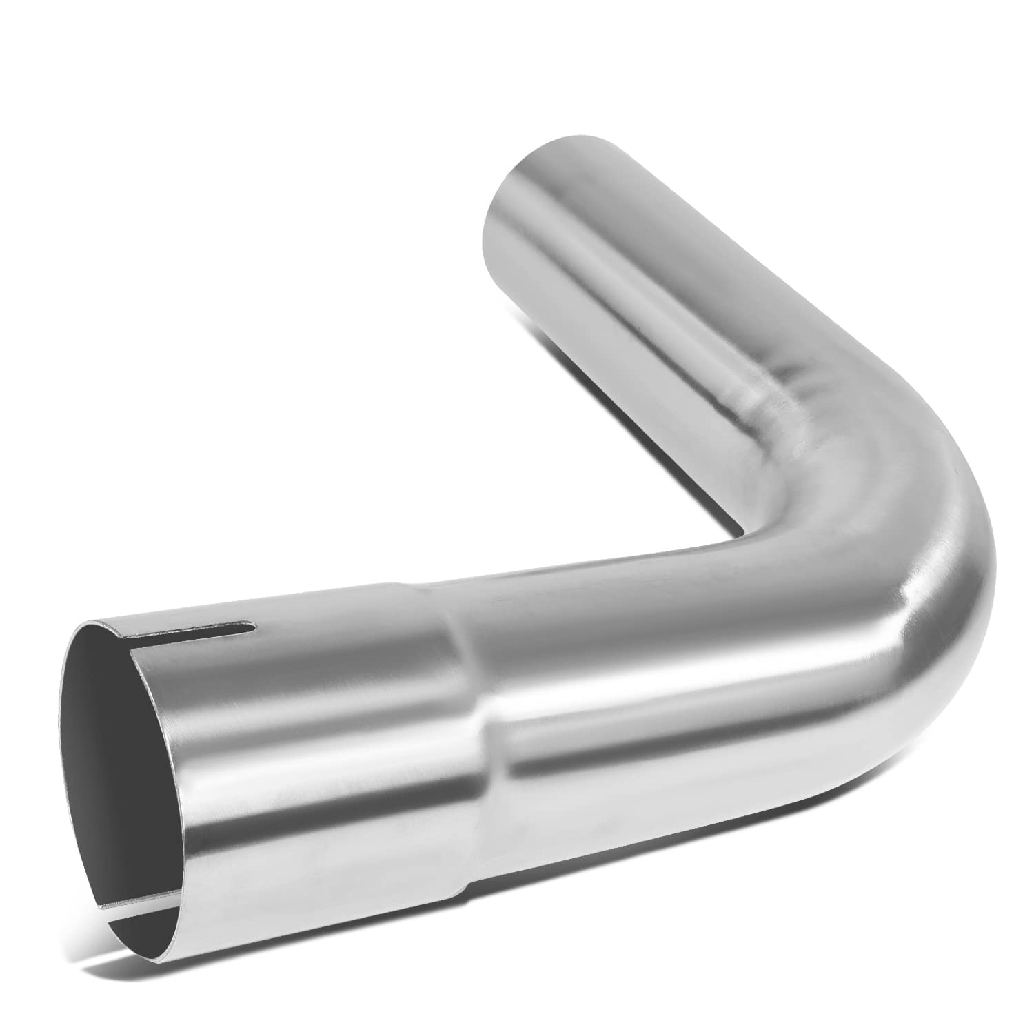DNA MOTORING ZTL-PP-25-90-SS 90 Degree Bend Tube DIY Custom Mandrel Exhaust Tubing, 2.5" OD, Stainless Steel,Universal Fit,Polished Finish