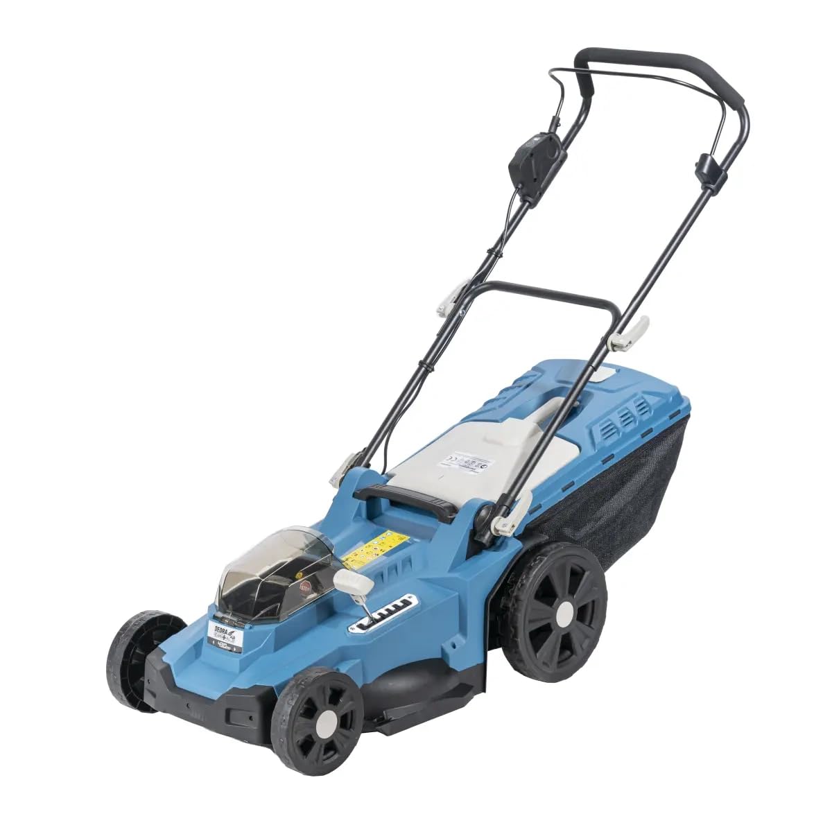 DEDRA Akumulatorowa kosiarka do trawy 2 x 18 V, szerokość cięcia: 43 cm, wysokość koszenia 6 pozycji (25-75 mm), bezszczotkowa, cicha praca, wydajna prędkość obrotowa: 2900 obr./min, kosz na trawę 50