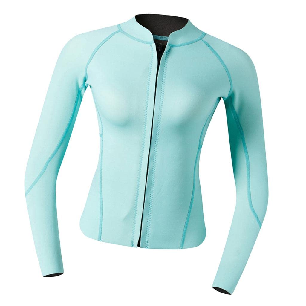 Calandis 2mm Neoprene Women Wetsuit Jacket Coat for Scuba Diving Swimming Cyan L