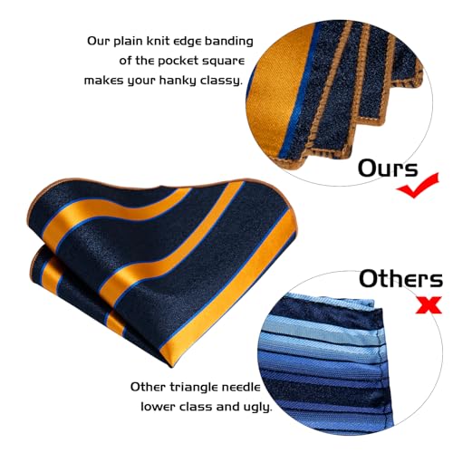 Image of 5PCS Mens Premium Silk Tie, Pocket Square, Cufflinks, Drilled Tie Ring and Lapel Pin Set for Wedding Groom Party