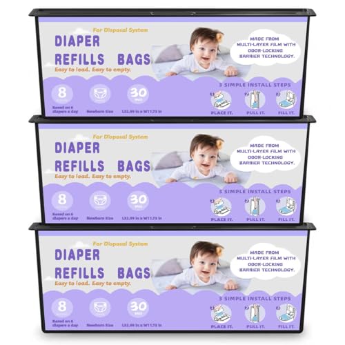 Image of Diaper Easy Roll Refill Bags,90 Lavender Scented Diaper Pail Refills,Holds Up to 4200 Newborn Diapers,Superior Odor Control,Compatible with Genie Easy Roll Signature & Platinum Pails