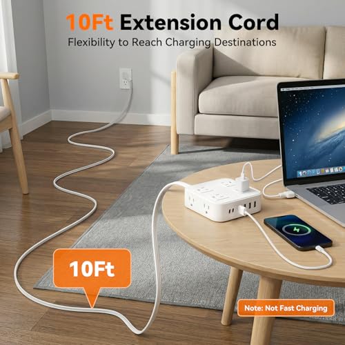 Protector Eléctrico HLCZLUZ con 14 Tomas, 6 USB, Cable de 3.05 m y Protección contra Sobretensión miniatura 4