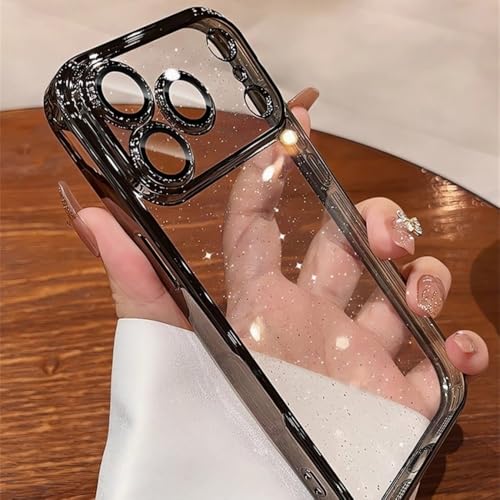 Coque fine transparente à paillettes avec protection objectif en verre pour iPhone 12 Pro - 2